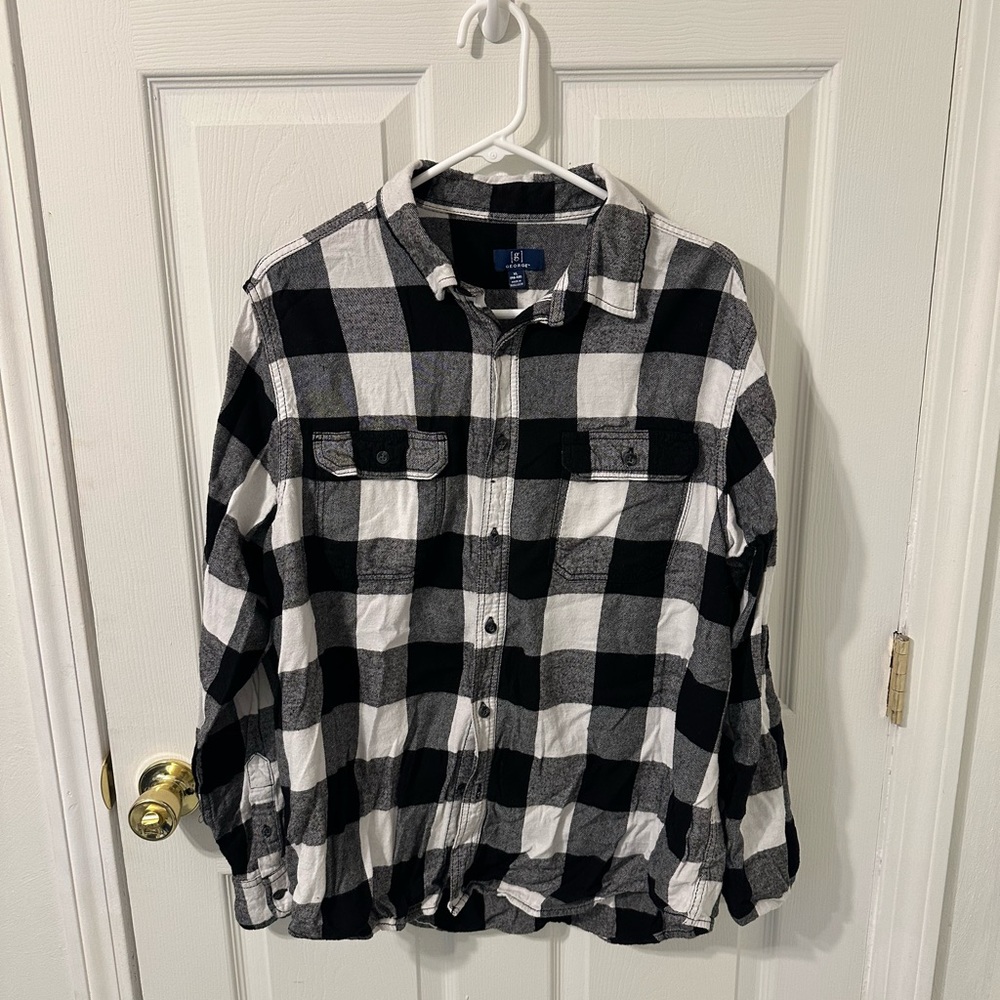 NWOT: George Black and White Plaid Flannel